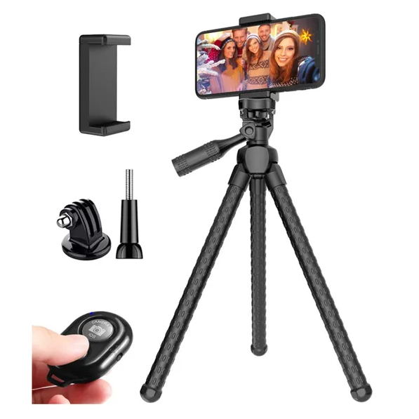 Universal Adjustable Phone Tripod Camera Stand With Wireless Remote.