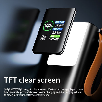 High-power Portable Charger With Retractable Cable Fast Charging TFT Color Display And Aluminum Alloy Casing